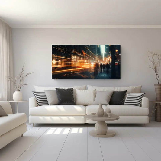 Erlebe die Metropole: Panoramabild der nächtlichen Stadtszene - posterfolio.de