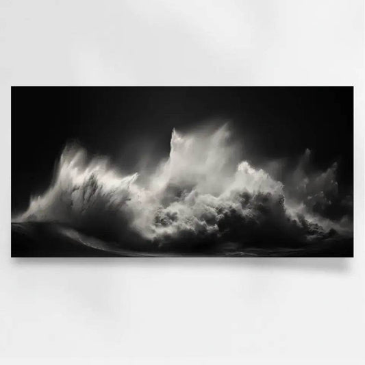 Kraftvolle Panoramabilder kaufen: Stürmische Meereswellen in Schwarzweiß - posterfolio.de
