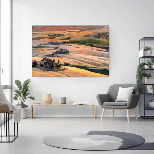 Goldenes Toskana Landschaftsbild Wandbild: Dein Stück Italien für Zuhause! - posterfolio.de