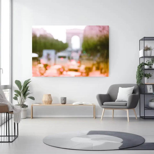 Arc de Triomphe Abstraktes Wandbild: Paris in Rosarotem Glanz - posterfolio.de