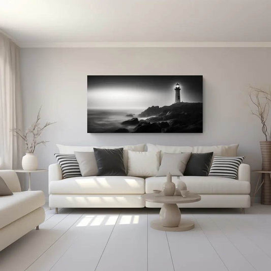 Panorama Wandbild: Zeitloser Leuchtturm an einem ruhigen Meer - posterfolio.de