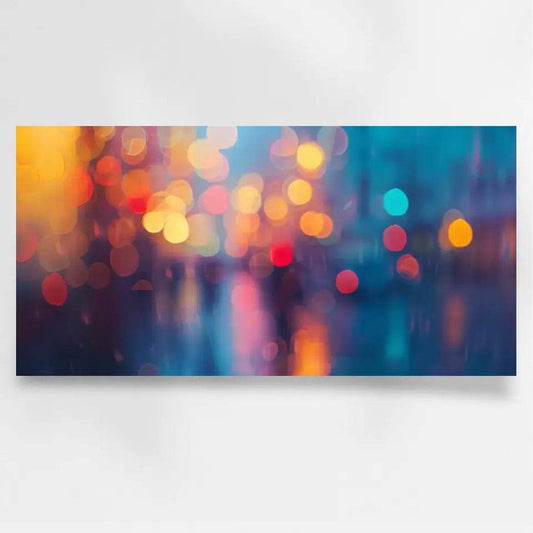 Panorama Wandbild: Nächtliche Stadtlichter in surrealem Glanz - posterfolio.de