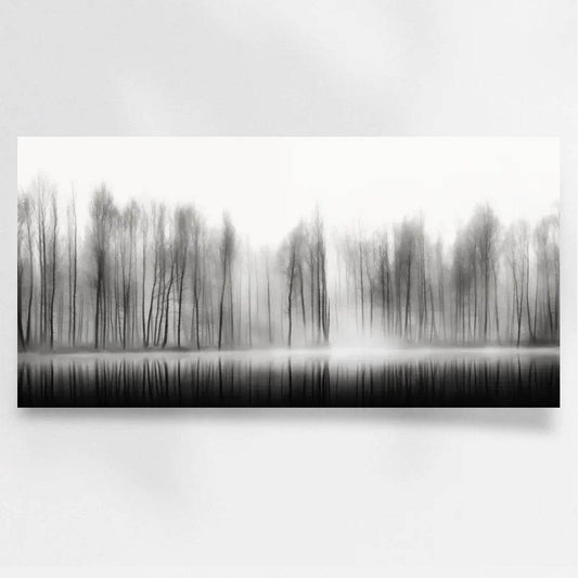 Dein ruhiger Wald im Nebel: Personalisiertes Panoramabild! - posterfolio.de