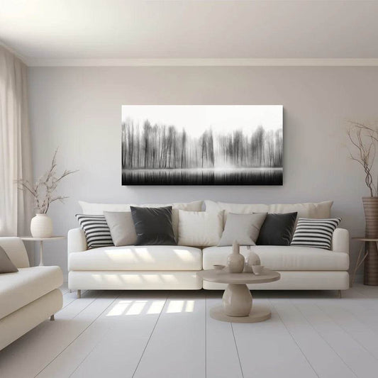 Dein ruhiger Wald im Nebel: Personalisiertes Panoramabild! - posterfolio.de