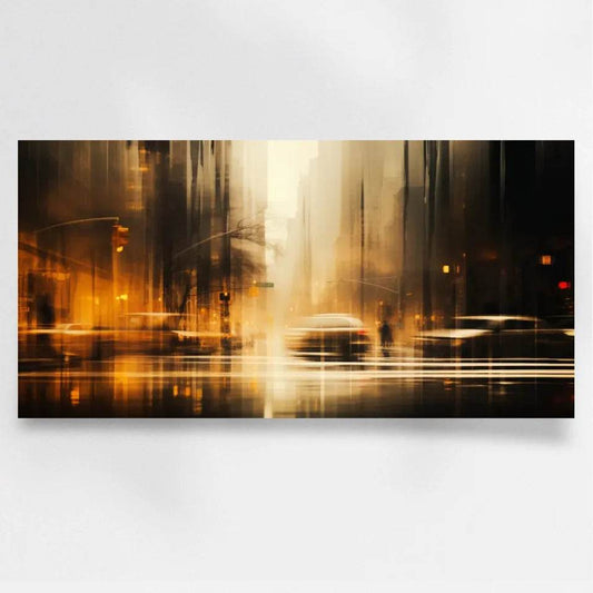 Abstrakte Stadtszene im Regen: Einzigartige Panoramabilder für dein Zuhause! - posterfolio.de