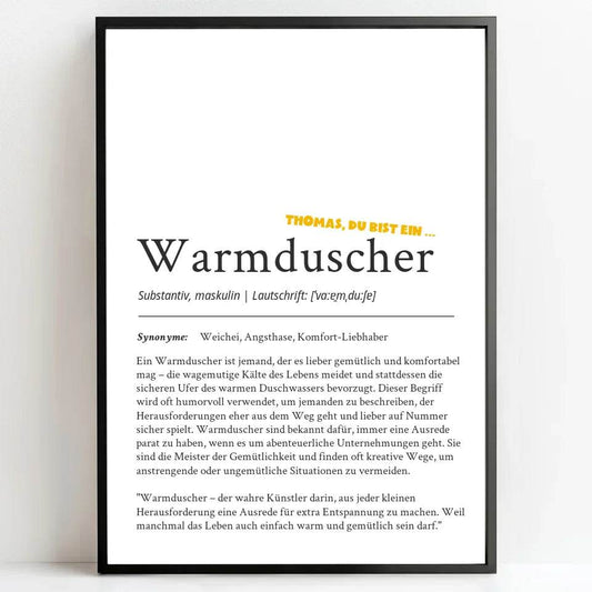 Definition Poster Warmduscher: Ein einzigartiges, personalisiertes Poster - posterfolio.de