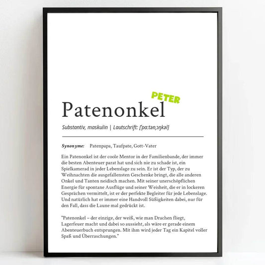 Definition Poster Patenonkel: Dein einzigartiges, personalisiertes Geschenk - posterfolio.de