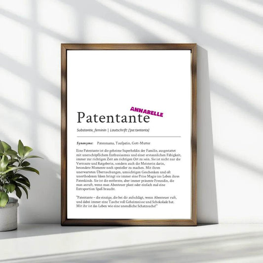 Definition Poster Patentante: Ein liebevolles personalisiertes Geschenk - posterfolio.de
