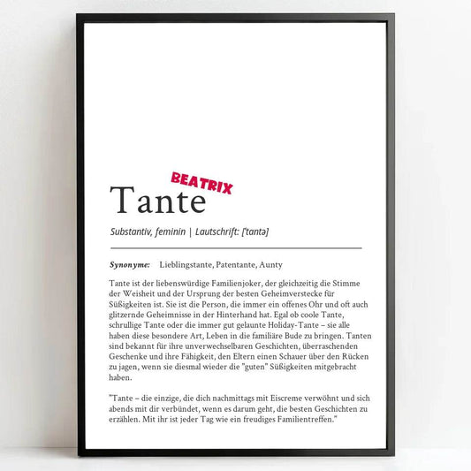 Definition Poster Tante: Dein einzigartiges personalisiertes Geschenk - posterfolio.de