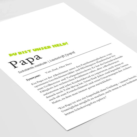 Definition Poster Papa: Dein personalisiertes Geschenk voller Liebe - posterfolio.de