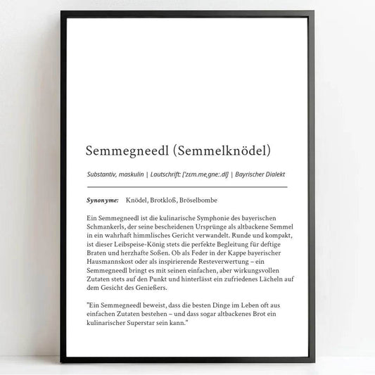 Bayrisches Semmegneedl Definition Poster: Dein personalisiertes Küchengeschenk - posterfolio.de