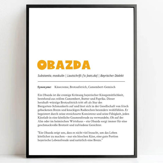 Bayrisches Definition Poster Obazda: Dein personalisiertes Geschenk - posterfolio.de