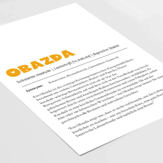 Bayrisches Definition Poster Obazda: Dein personalisiertes Geschenk - posterfolio.de