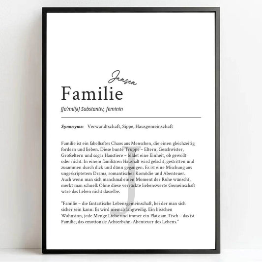Definition Poster Familie: Dein personalisiertes Geschenk für die Liebsten - posterfolio.de