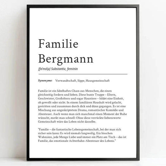 Familienname Definition Poster: Personalisiertes Geschenk für deine Familie - posterfolio.de