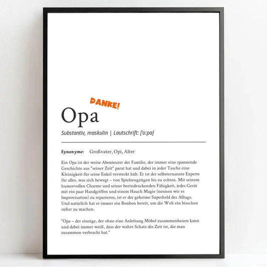Definition Poster Opa: Dein persönliches, liebevolles Geschenk - posterfolio.de
