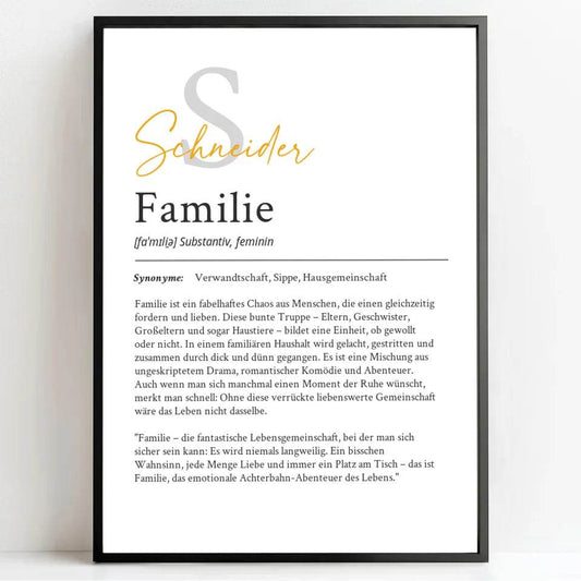 Definition Poster Familie: personalisiertes Geschenk - posterfolio.de