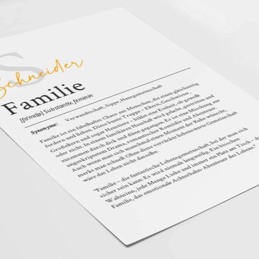 Definition Poster Familie: personalisiertes Geschenk - posterfolio.de