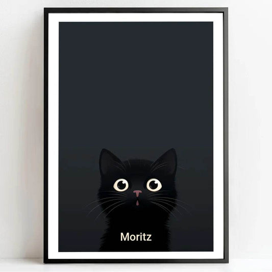 Neugierige Katze: Dein personalisiertes Poster für charmante Blickfänge! - posterfolio.de
