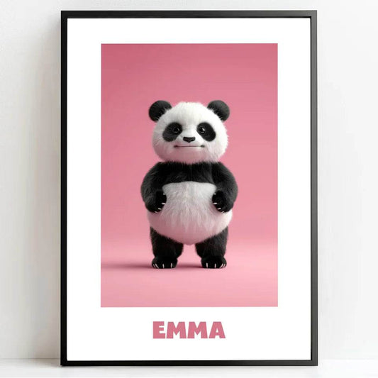 Fröhlicher Panda: Dein personalisiertes Poster für strahlende Kinderzimmer! - posterfolio.de