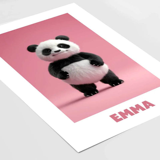 Fröhlicher Panda: Dein personalisiertes Poster für strahlende Kinderzimmer! - posterfolio.de