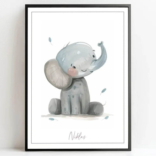 Liebenswertes Elefantenbaby: Dein personalisiertes Poster für pure Freude! - posterfolio.de