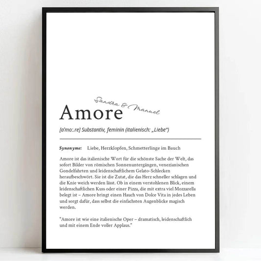 Amore Definition Poster: Dein personalisiertes Geschenk der Liebe - posterfolio.de