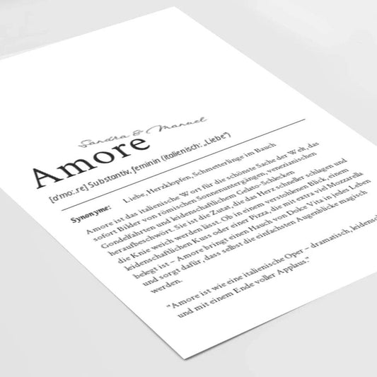 Amore Definition Poster: Dein personalisiertes Geschenk der Liebe - posterfolio.de