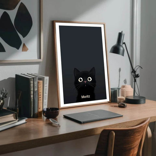 Neugierige Katze: Dein personalisiertes Poster für charmante Blickfänge! - posterfolio.de