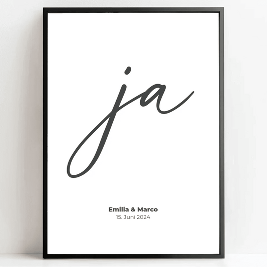 Personalisiertes Hochzeitsposter - Unser ‘ja’ für die Liebe - posterfolio.de