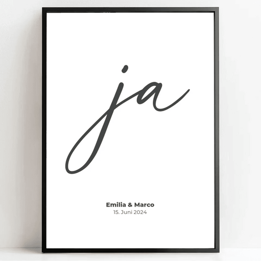 Personalisiertes Hochzeitsposter - Unser ‘ja’ für die Liebe - posterfolio.de