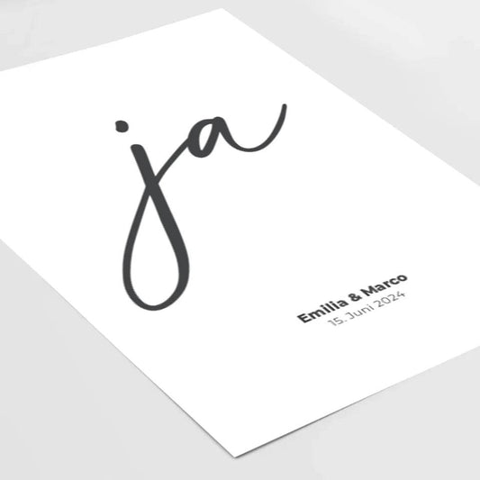 Personalisiertes Hochzeitsposter - Unser ‘ja’ für die Liebe - posterfolio.de