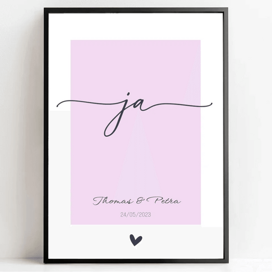 'ja' zur Hochzeit - dein personalisiertes Poster: Unvergessliche Erinnerungen mit Namen und Datum festhalten - posterfolio.de