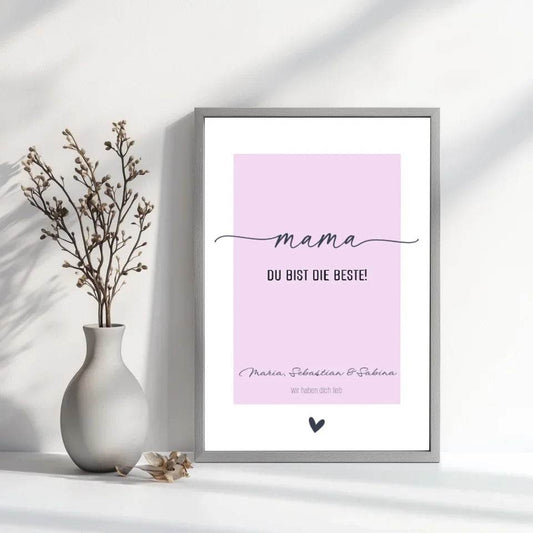 Mama, du bist die Beste! Personalisierbares Poster in Pastelltönen - Einzigartiges Geschenk für die beste Mama - posterfolio.de