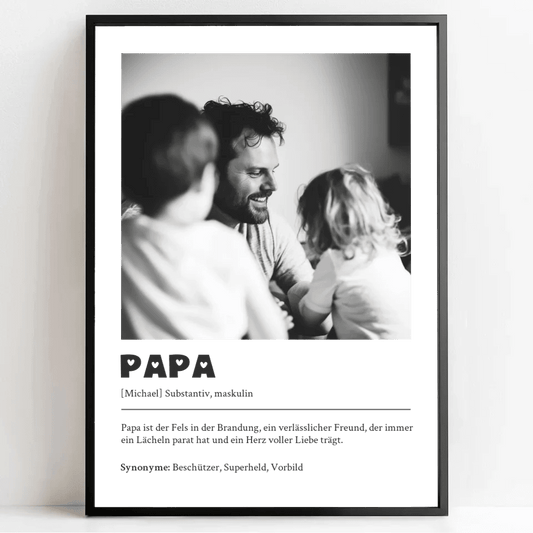 Liebevoll gestaltetes Definitions Poster als einzigartiges Geschenk für Papa - posterfolio.de