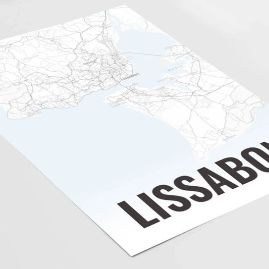 Deine individuell gestaltete Landkarte im Style “Lissabon” mit einem transparenten Verlauf - posterfolio.de