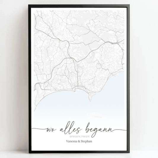 Wo alles begann Poster: dein besonderer Ort mit Landkarte & Namen - posterfolio.de