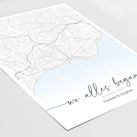 Wo alles begann Poster: dein besonderer Ort mit Landkarte & Namen - posterfolio.de