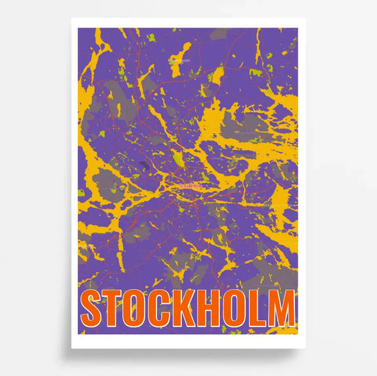 Personalisierte Landkarte Stockholm im Style Pop Punk