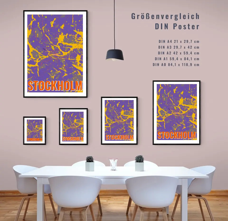 Kreiere deine persönliche Landkarte: Personalisiertes Poster im Stockholm Pop Punk Style!