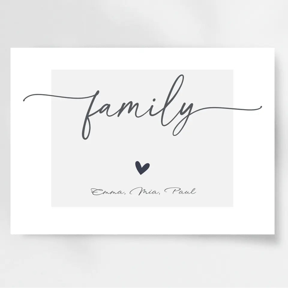 Familie ist alles: Personalisiertes Familien-Poster ”family" als einzigartiges Geschenk"