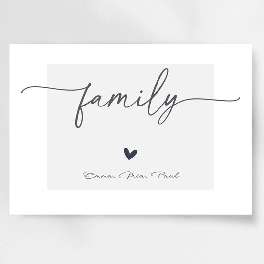 Familie ist alles: Personalisiertes Familien-Poster ”family" als einzigartiges Geschenk"