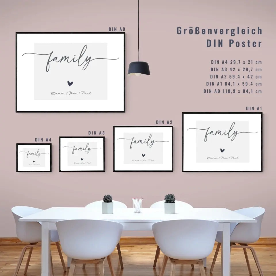 Familie ist alles: Personalisiertes Familien-Poster ”family" als einzigartiges Geschenk"