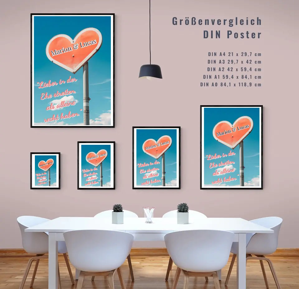 Zeige deine Liebe mit einem personalisierten Poster: einzigartiger Liebesbeweis mit Herz und Namen!