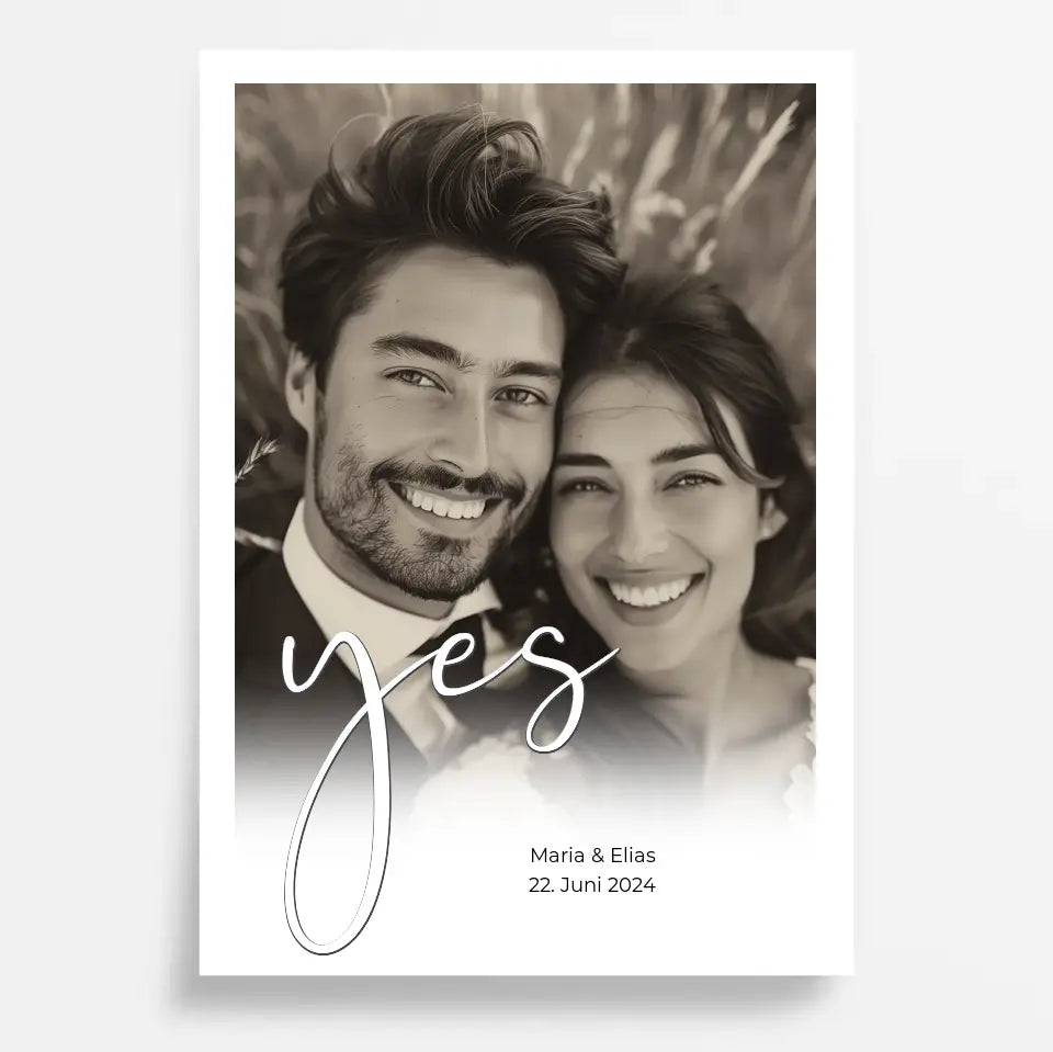 Personalisiertes Hochzeitsposter ”yes": Euer einzigartiger Liebesbeweis