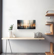 Surreales Panoramabild: Stadtlandschaft mit Silhouettenfiguren - posterfolio.de