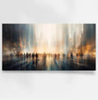 Surreales Panoramabild: Stadtlandschaft mit Silhouettenfiguren - posterfolio.de