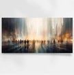 Surreales Panoramabild: Stadtlandschaft mit Silhouettenfiguren - posterfolio.de
