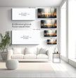 Surreales Panoramabild: Stadtlandschaft mit Silhouettenfiguren - posterfolio.de