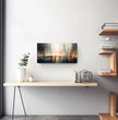 Surreales Panoramabild: Stadtlandschaft mit Silhouettenfiguren - posterfolio.de